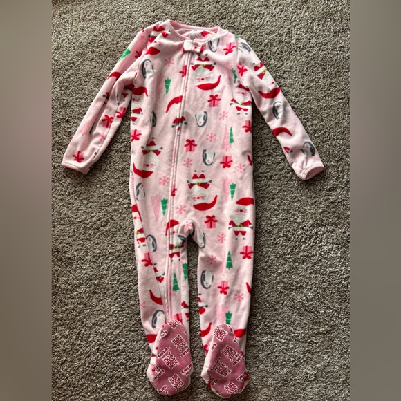Carters girl Christmas pajamas fleece full zip pink size 3T - Picture 1 of 4